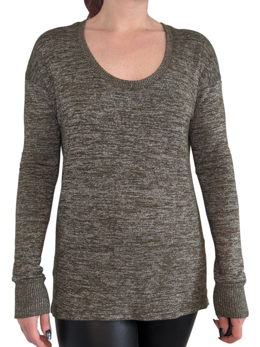GAP Heather/Marl Moss Green Scoop Neck Sweater | S
